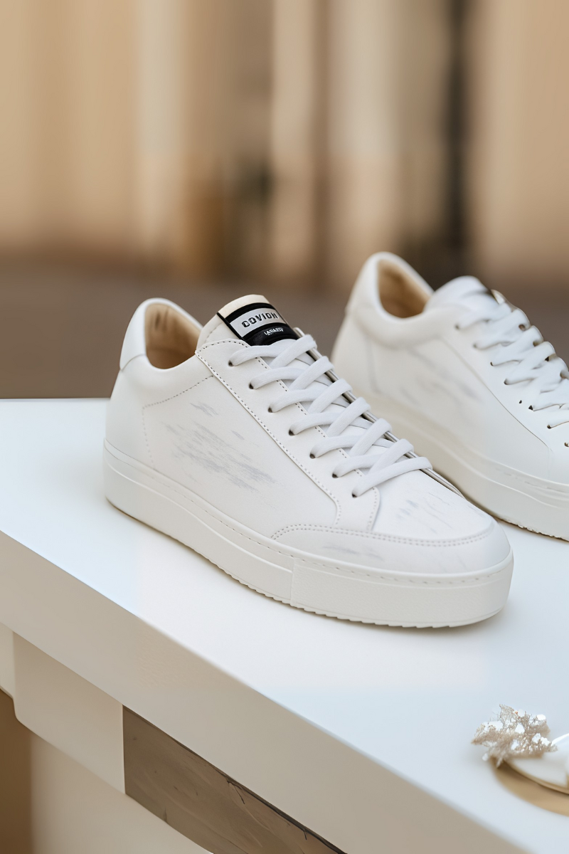 Baskets Cuir Blanc & Bout Renforcé Homme