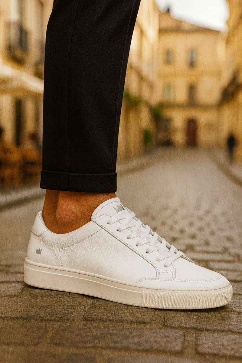 Baskets Cuir Blanc & Bout Renforcé Homme