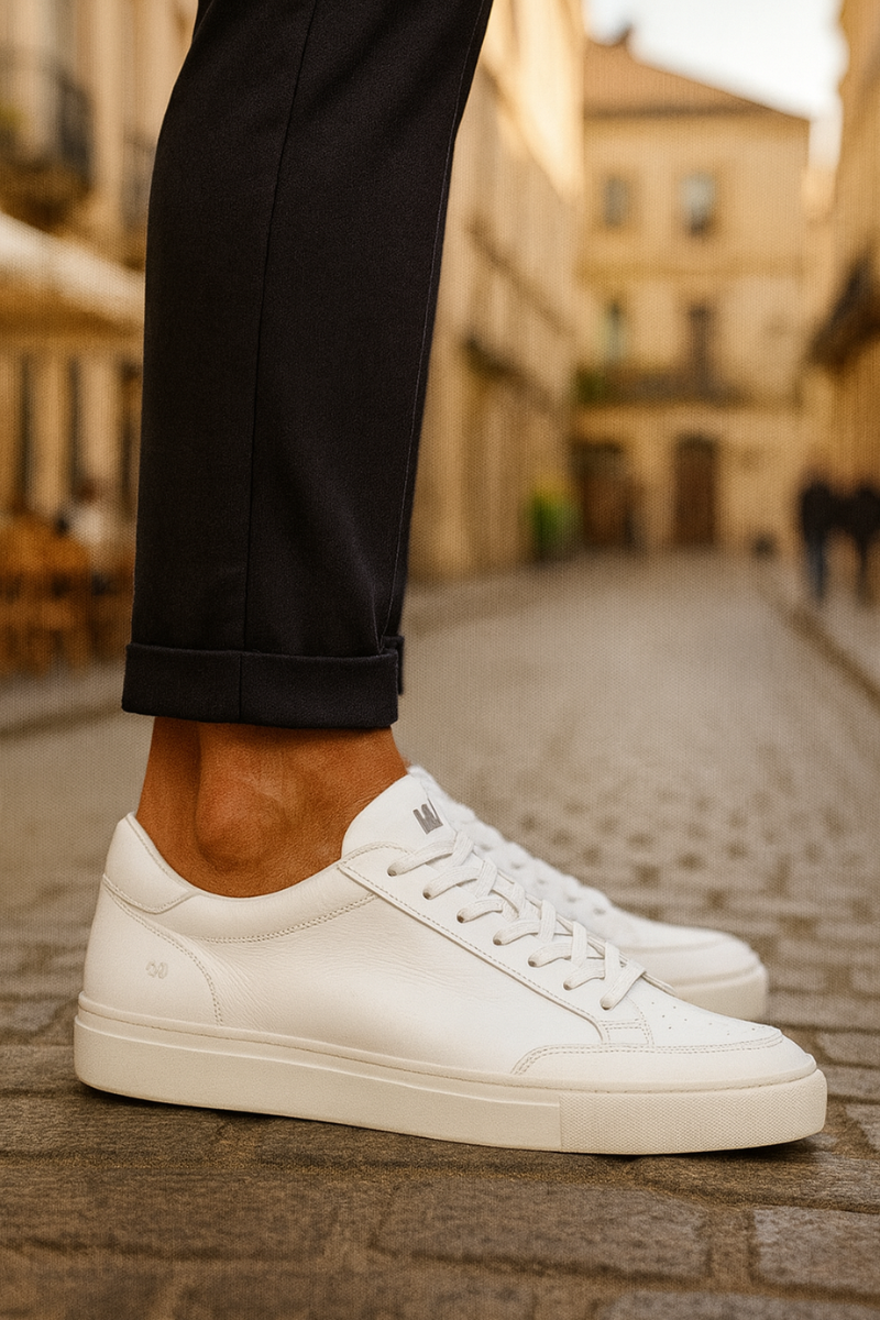 Baskets Cuir Blanc & Bout Renforcé Homme