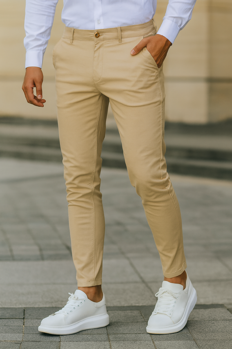 Pantalon Chino Slim Fit en Coton Élastique Homme