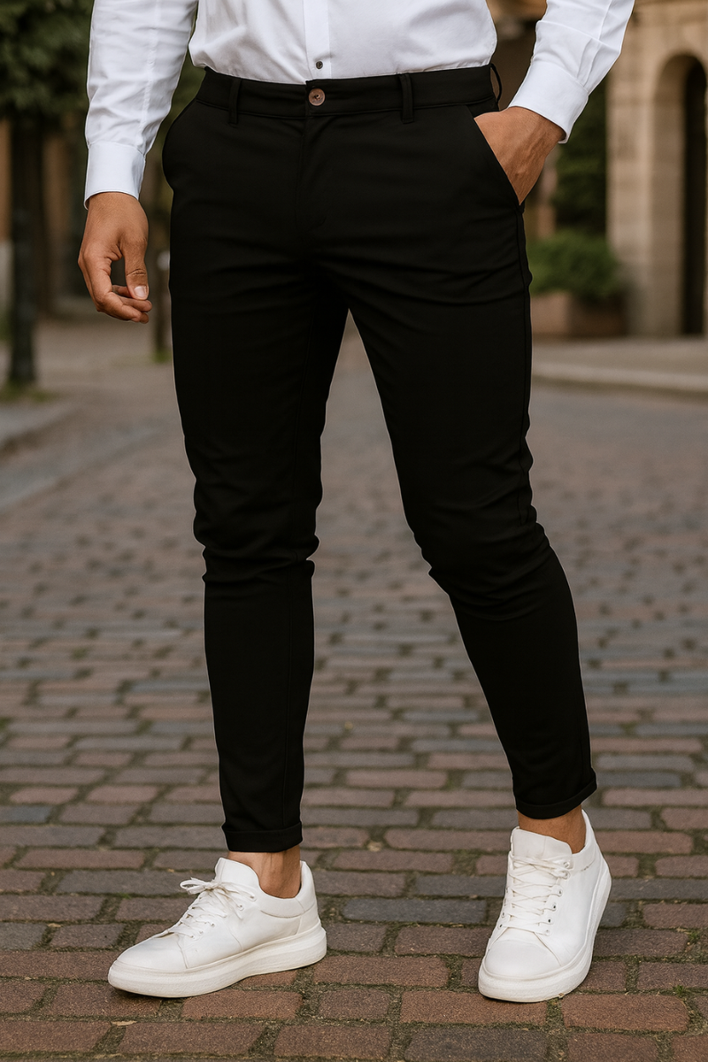 Pantalon Chino Slim Fit en Coton Élastique Homme
