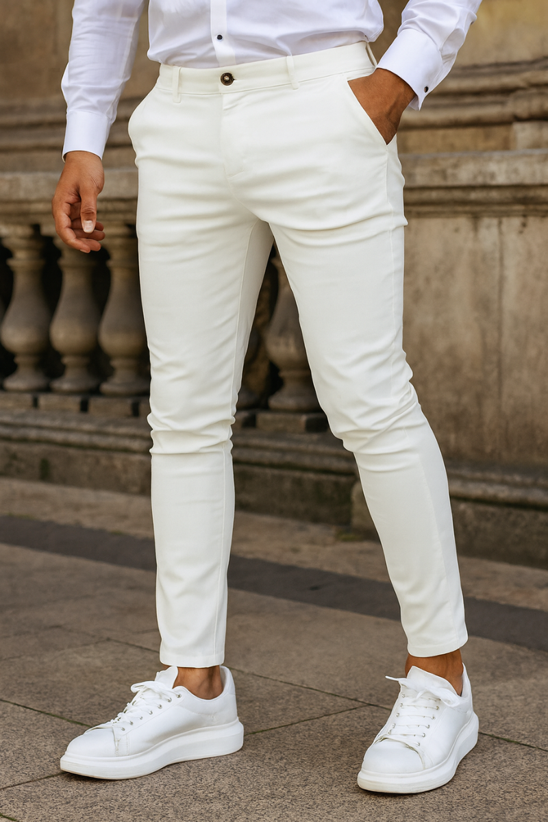 Pantalon Chino Slim Fit en Coton Élastique Homme