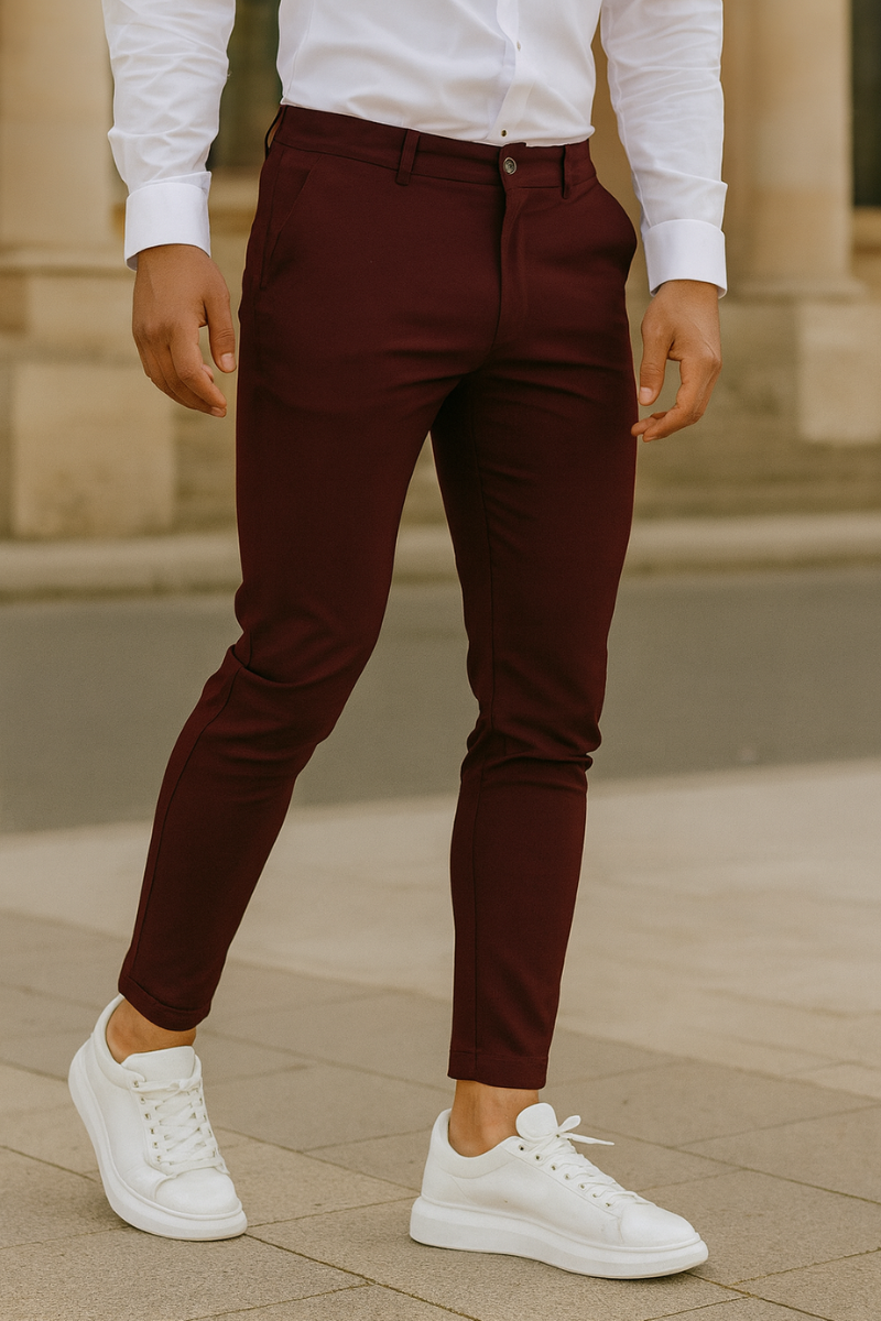 Pantalon Chino Slim Fit en Coton Élastique Homme