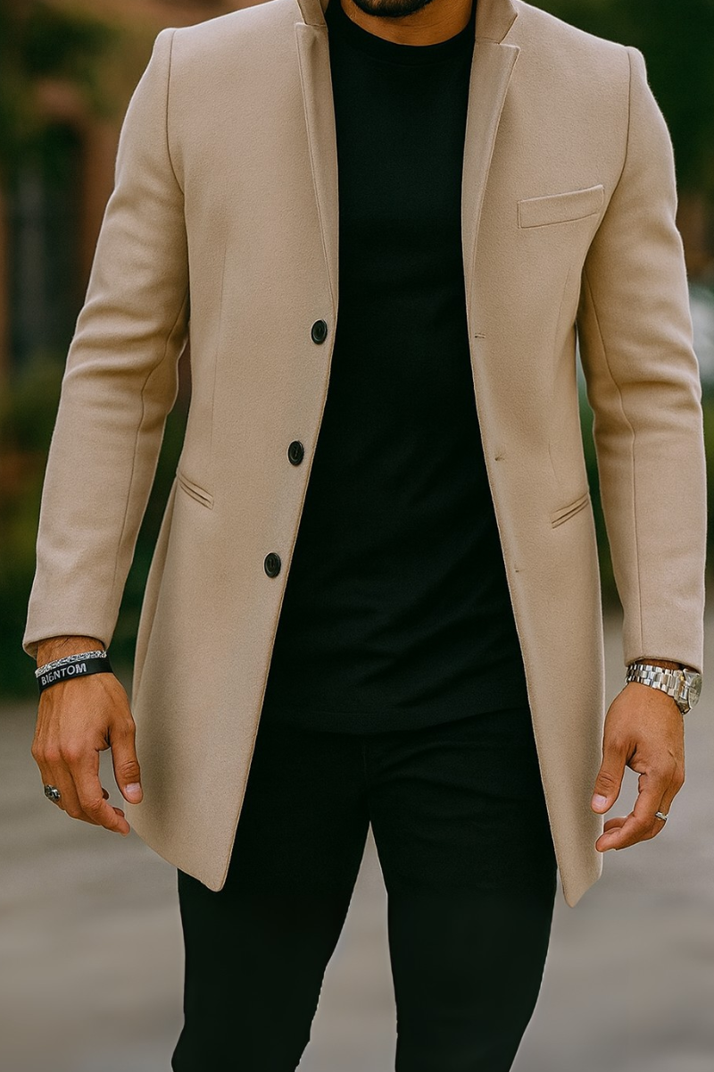 Manteau Beige Simple Boutonnage & Coupe Slim Homme