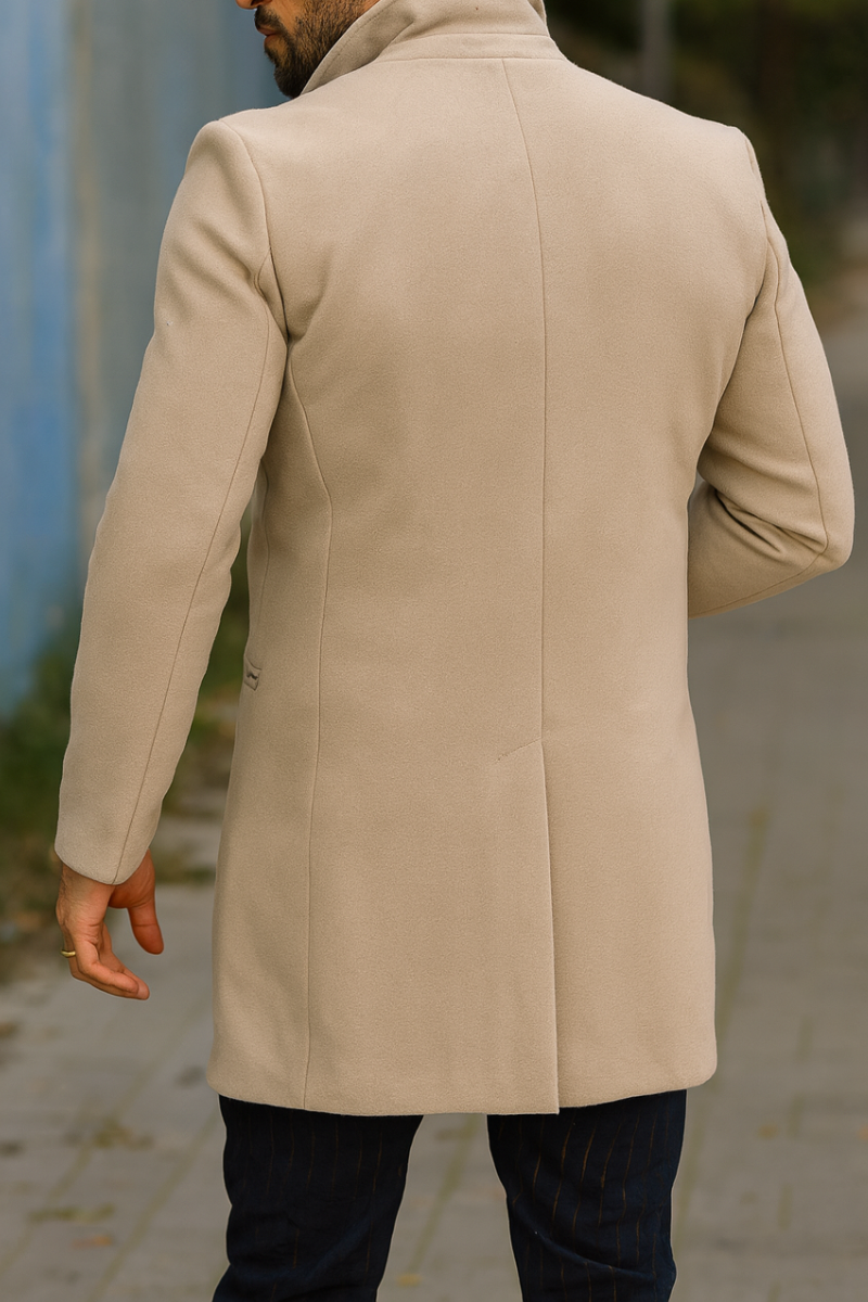 Manteau Beige Simple Boutonnage & Coupe Slim Homme