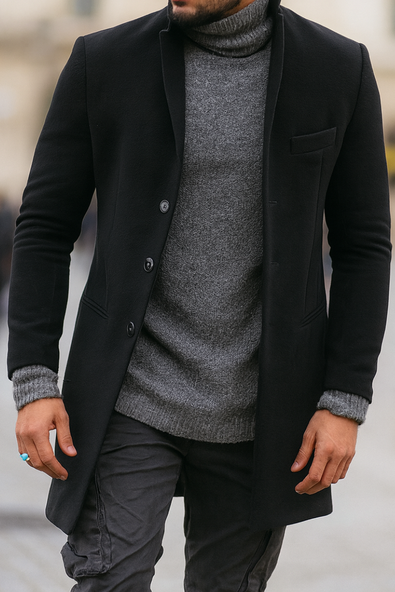 Manteau Beige Simple Boutonnage & Coupe Slim Homme