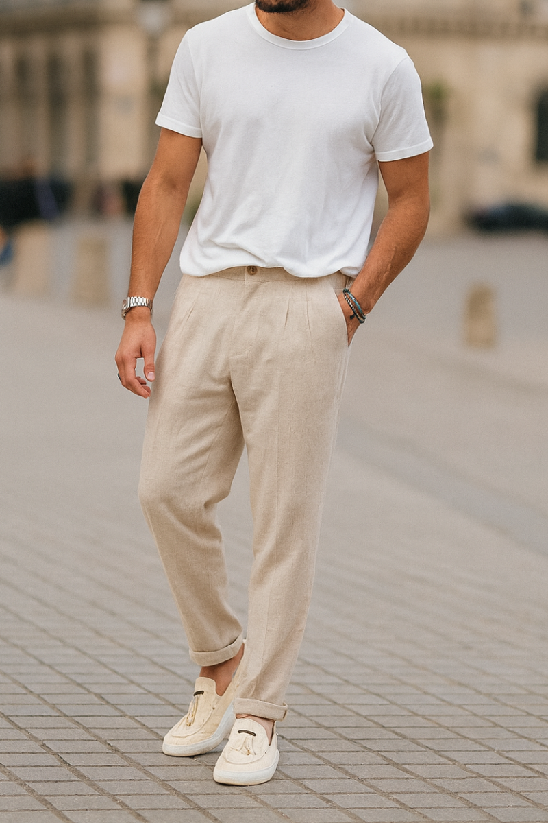 Pantalon Lin Slim & Confort Homme