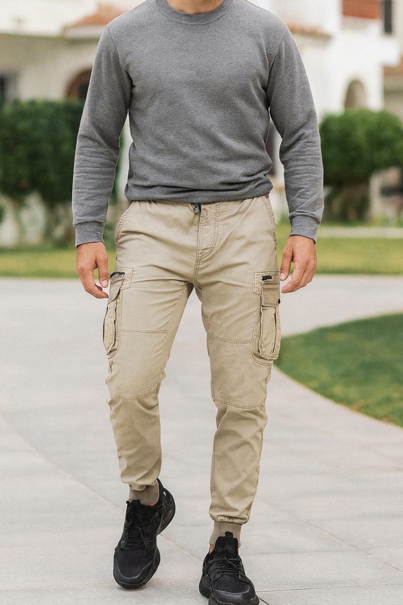 Pantalon Cargo Slim Fit & Poches Multiples Homme
