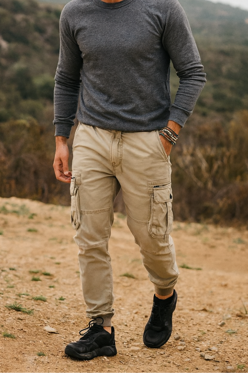 Pantalon Cargo Slim Fit & Poches Multiples Homme