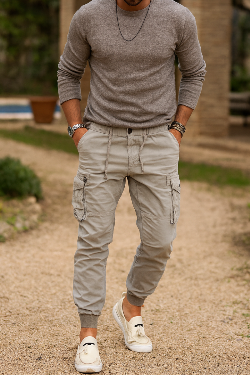Pantalon Cargo Slim Fit & Poches Multiples Homme