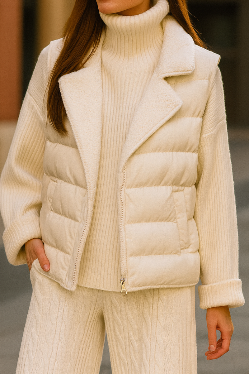 Ensemble Hiver 3 Pièces Tricot Blanc Femme