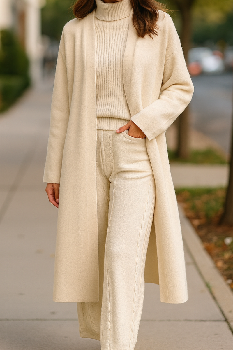 Ensemble 3 Pièces Cardigan, Pantalon & Haut Femme