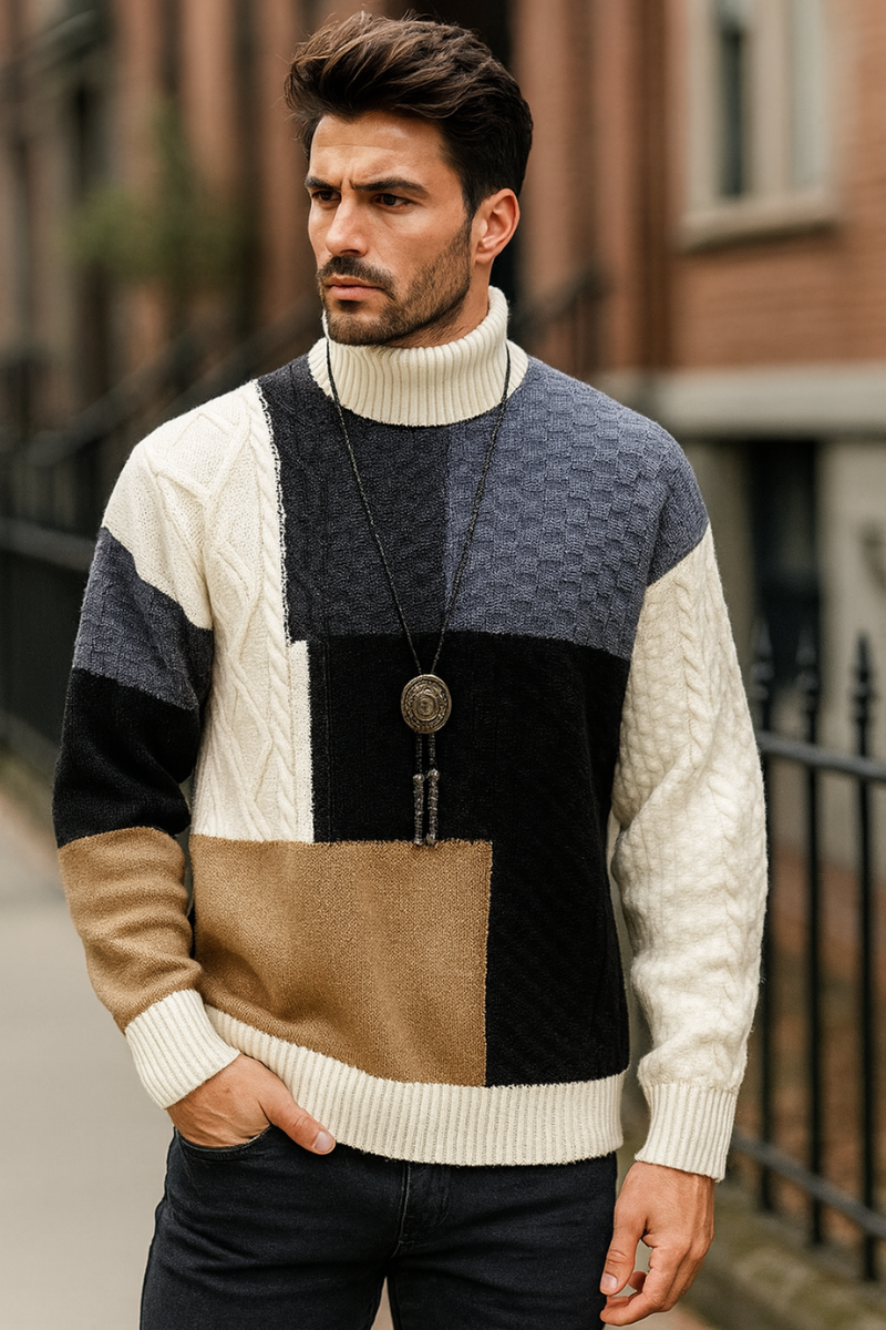 Pull en Coton Ample & Patchwork Homme