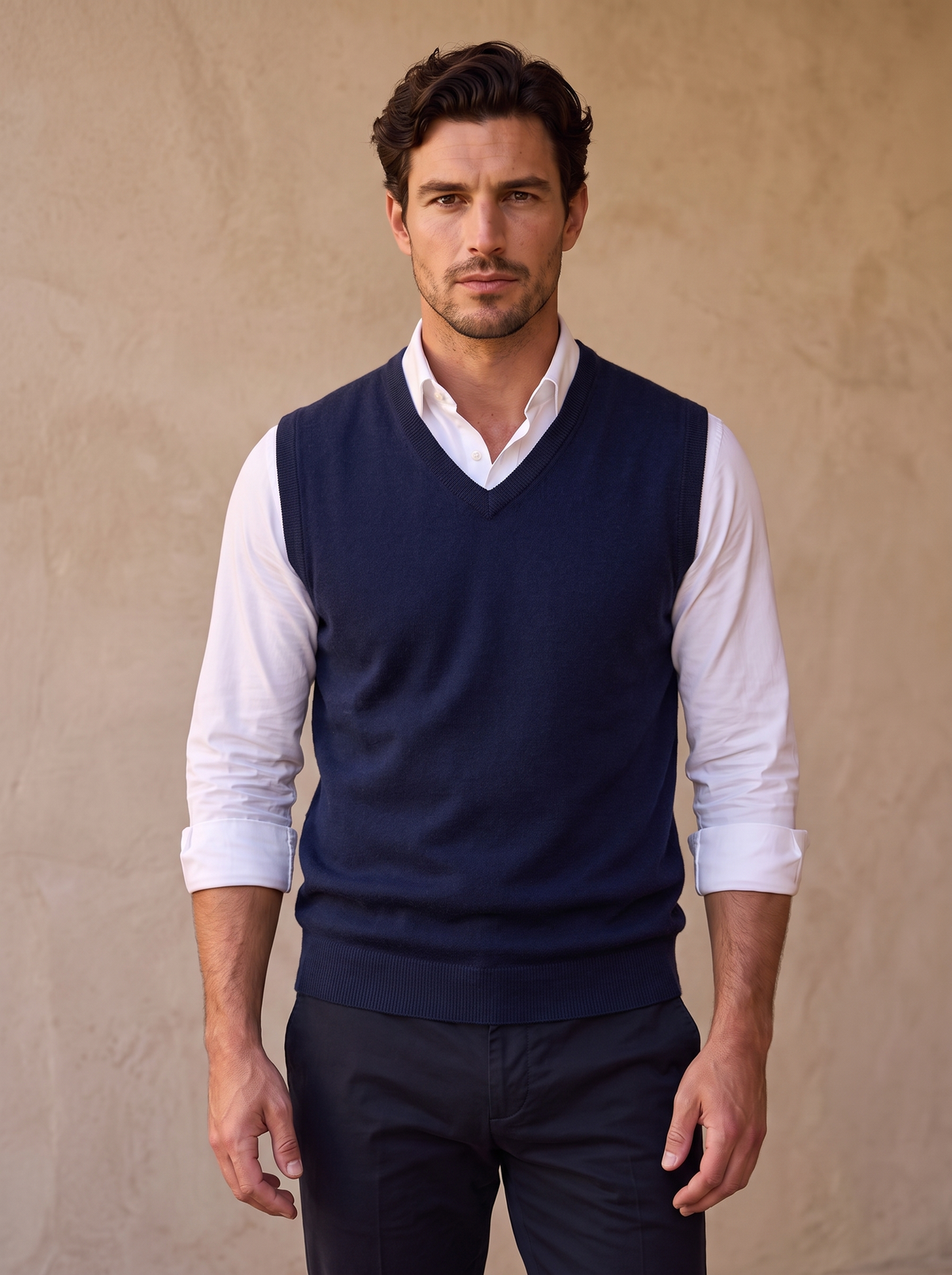 Men's V-neck knit top