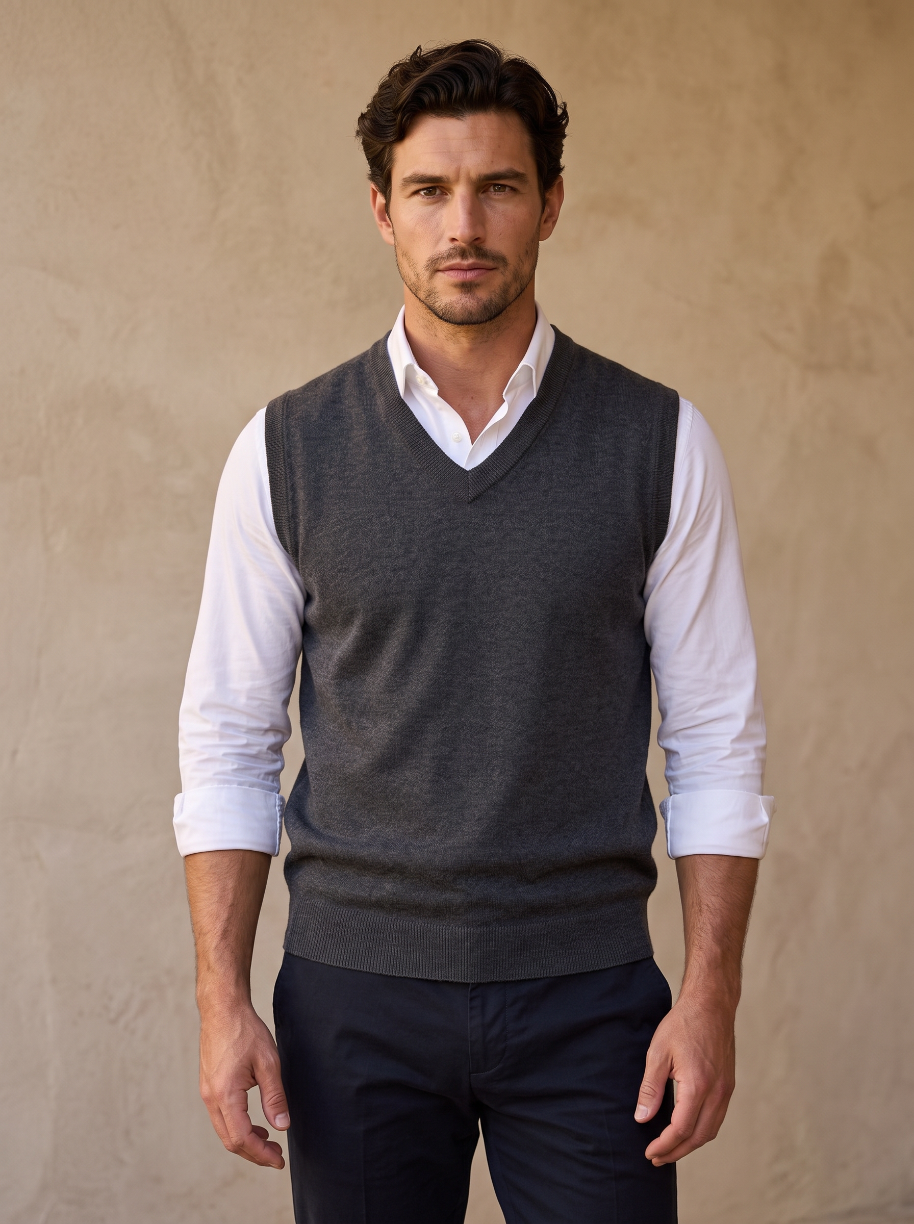 Cotton V-Neck Top Men
