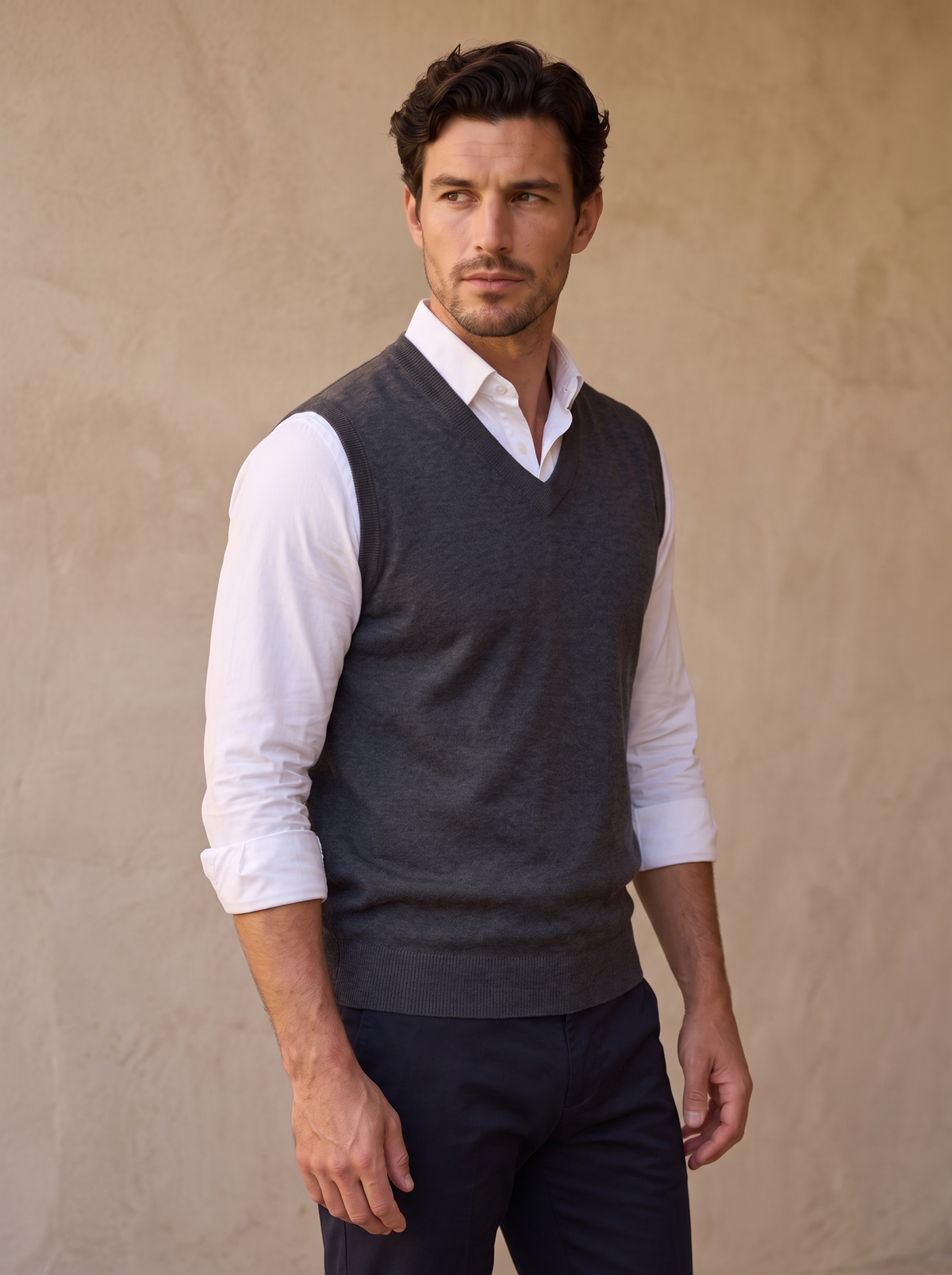 Cotton V-neck shirt for men