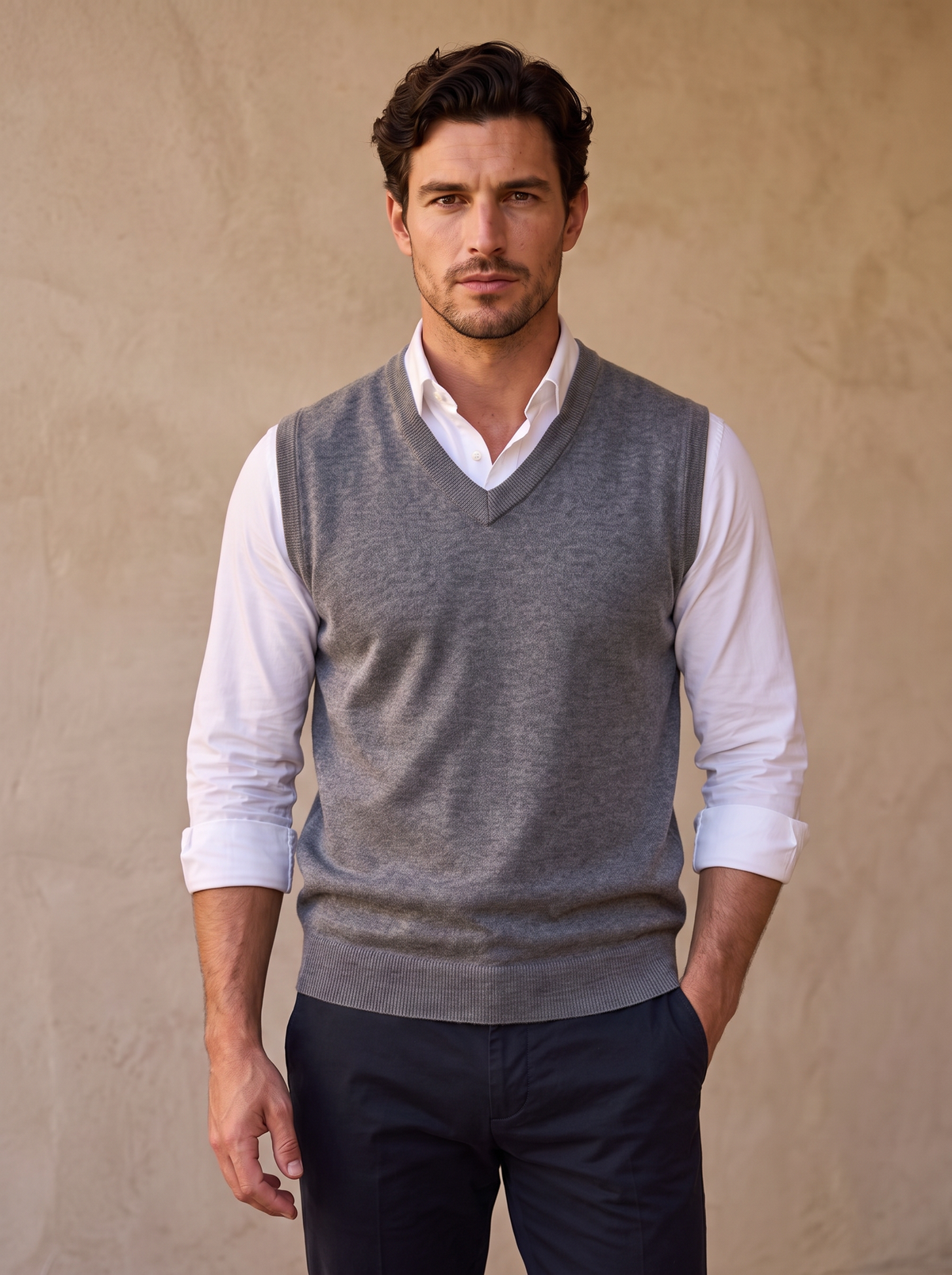 V-neck knitwear for men