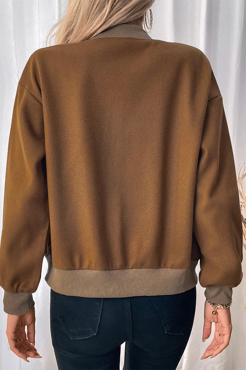 Casual cotton jacket with bomber styling loose fit women
