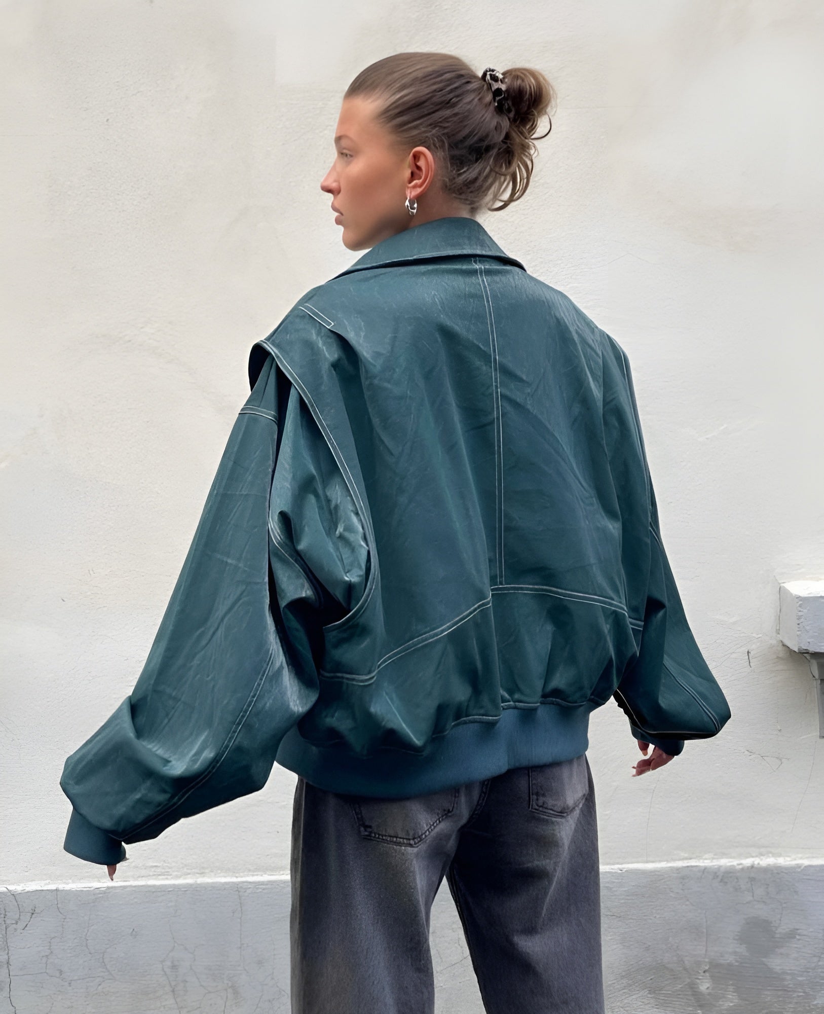 Blouson aviateur en cuir Pour Femme