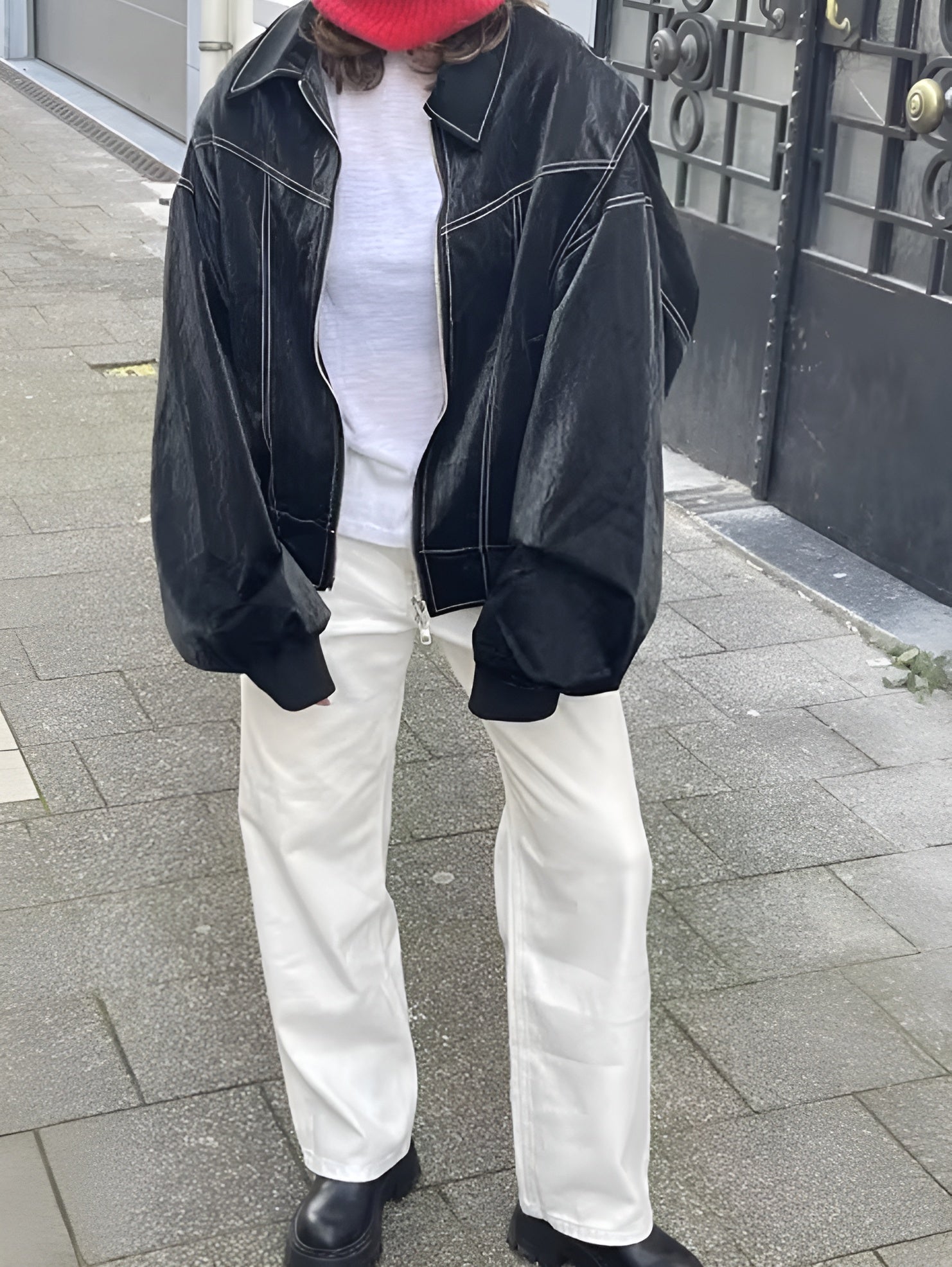 Blouson aviateur en cuir Pour Femme
