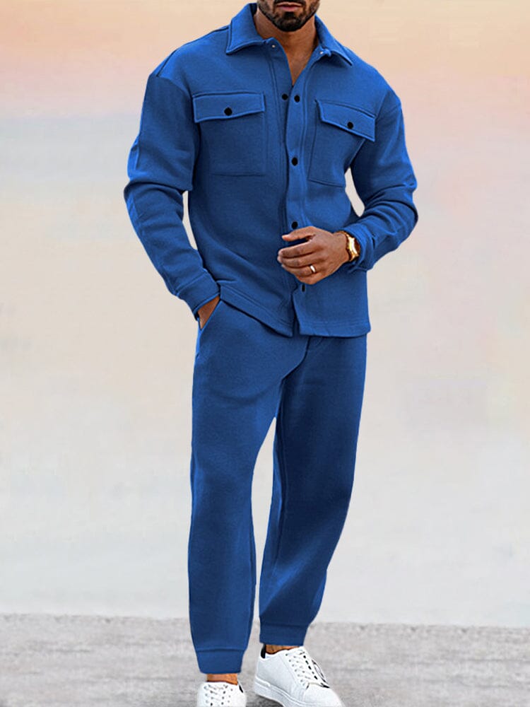 Ensemble Deux Pièces Chemise et Pantalon Décontracté Coupe Slim Homme