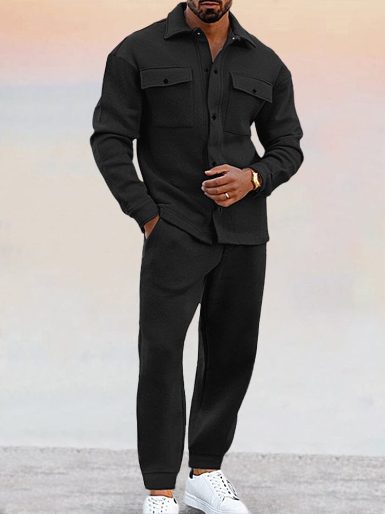 Ensemble Deux Pièces Chemise et Pantalon Décontracté Coupe Slim Homme