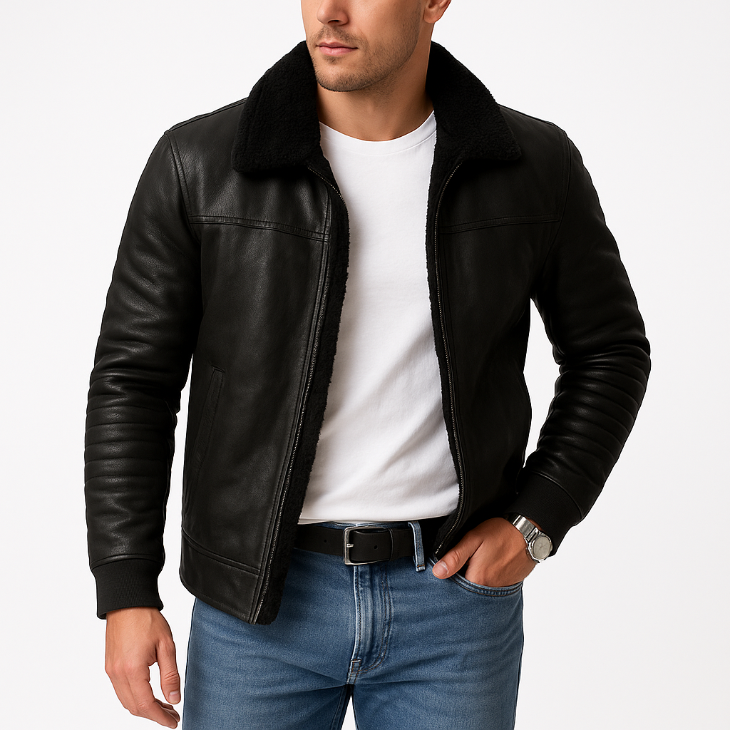 Veste Zippée à Col Imitation Mouton Homme
