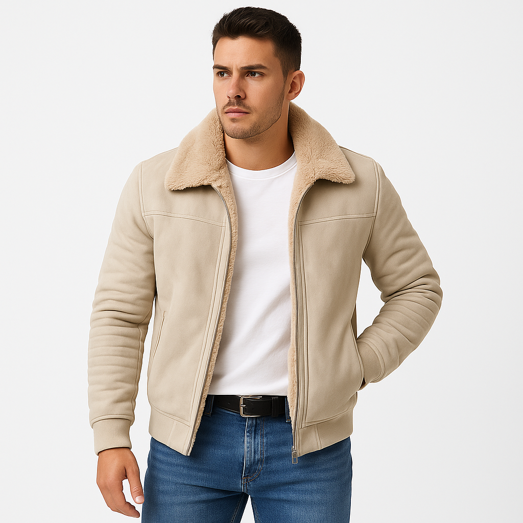 Veste Zippée à Col Imitation Mouton Homme
