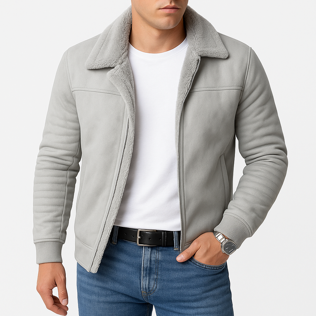 Veste Zippée à Col Imitation Mouton Homme