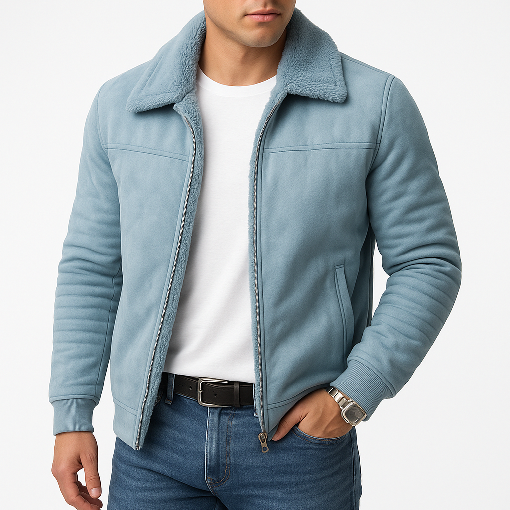 Veste Zippée à Col Imitation Mouton Homme