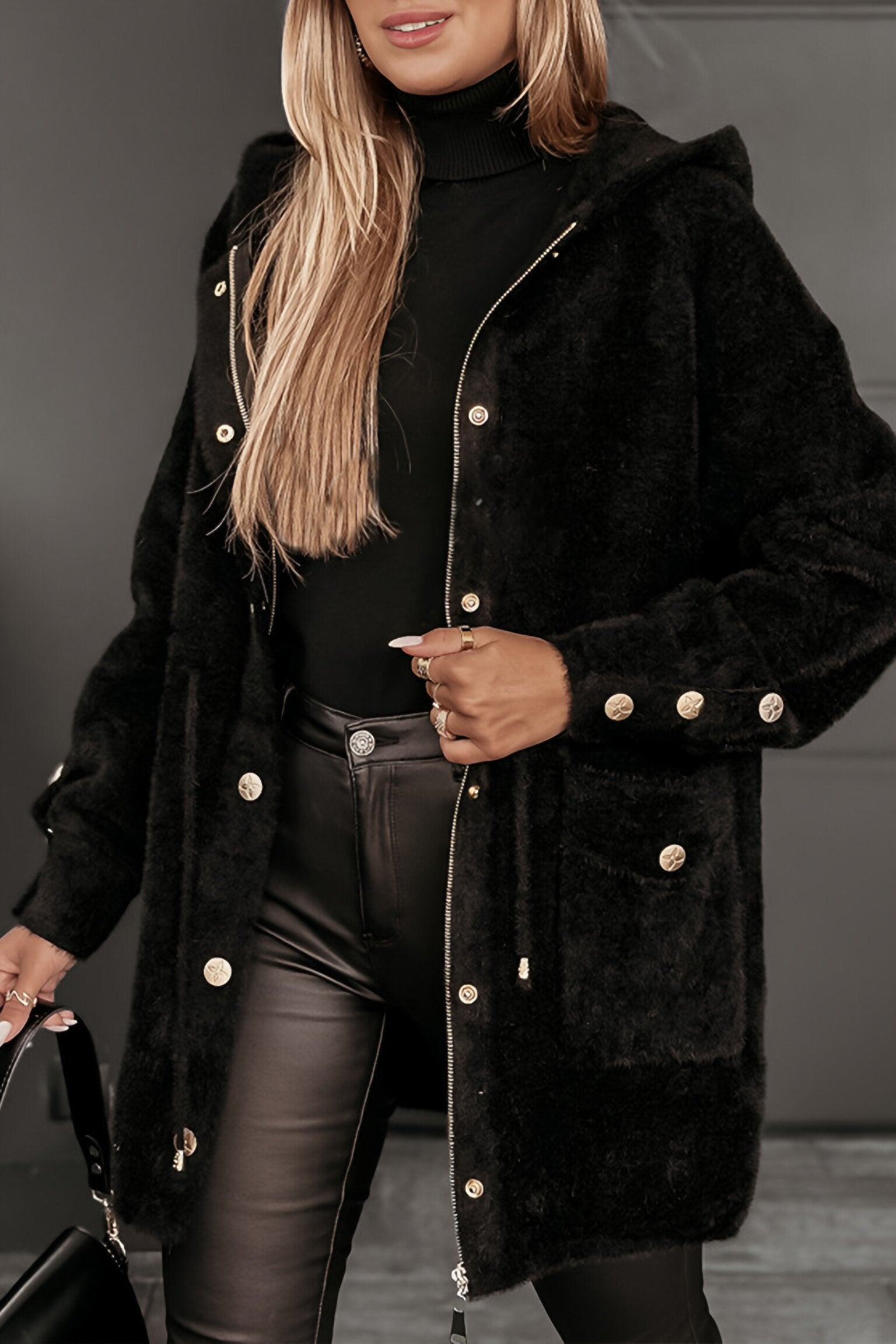 Cardigan Long à Capuche avec Poches Avant Femme