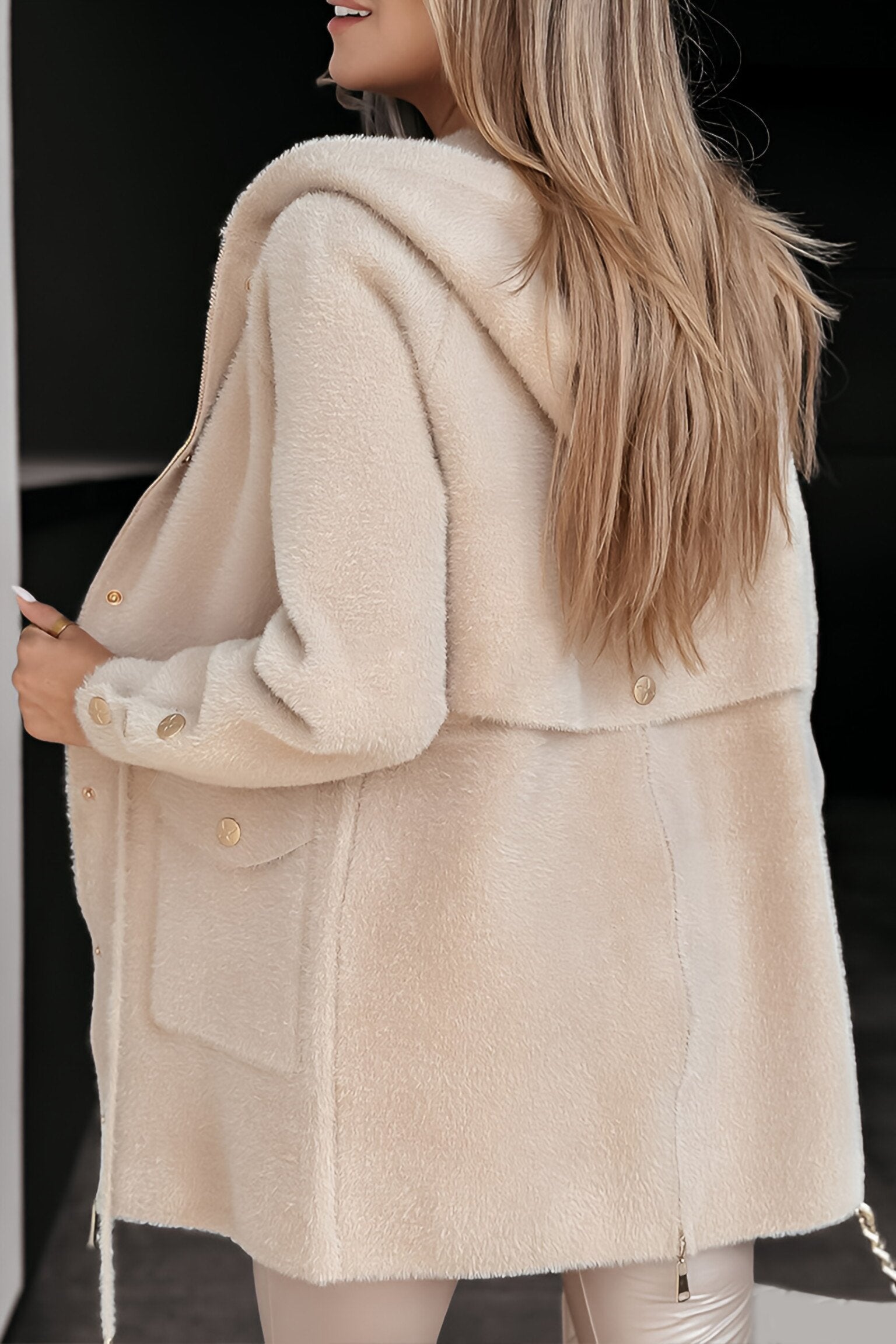 Cardigan Long à Capuche avec Poches Avant Femme