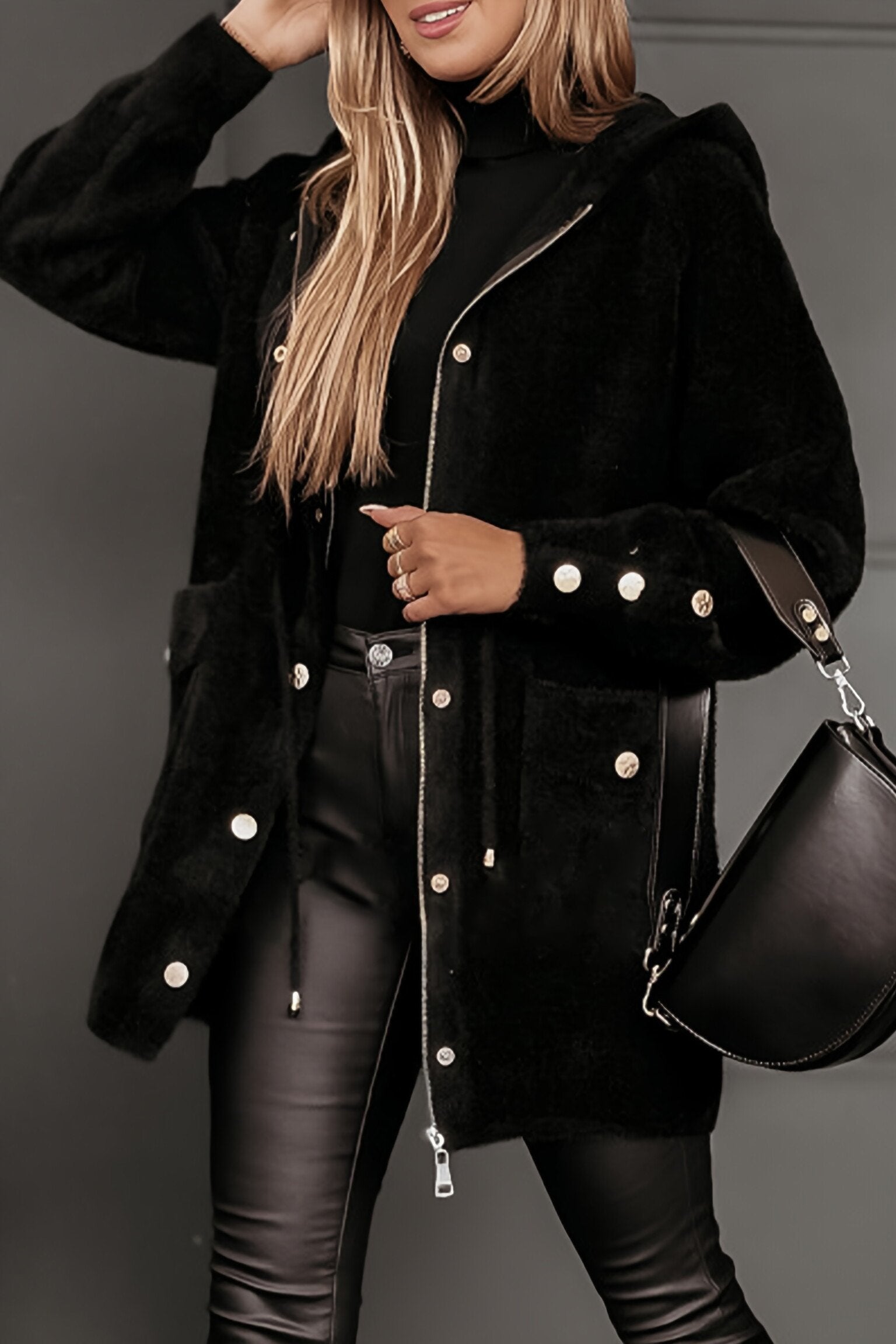 Cardigan Long à Capuche avec Poches Avant Femme