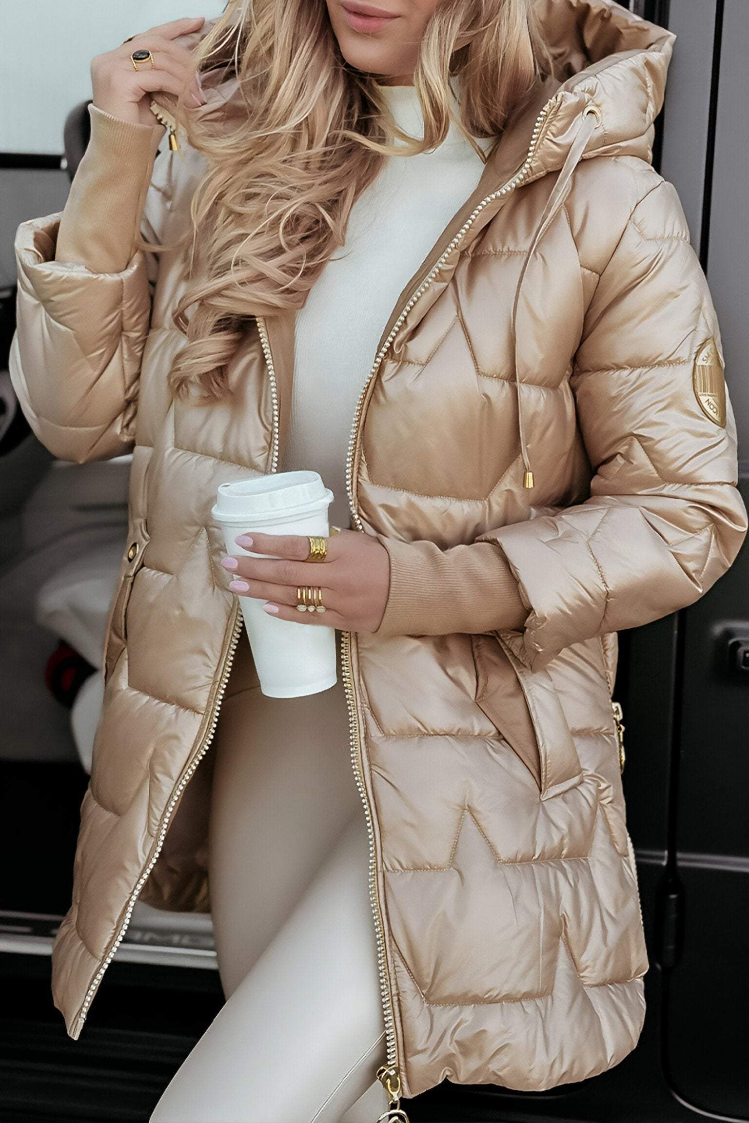 Manteau Réversible à Capuche Coupe Slim Homme