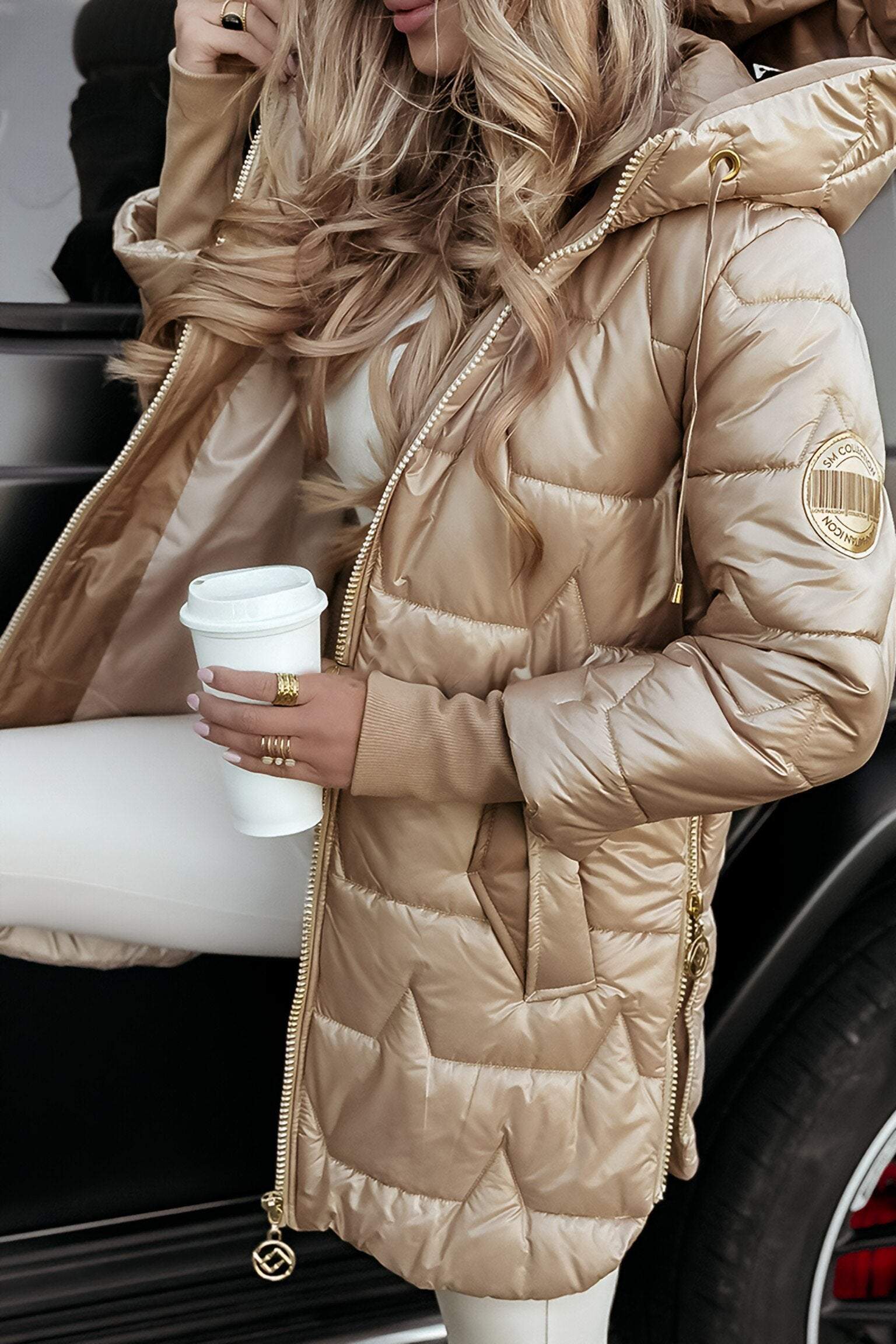 Manteau Réversible à Capuche Coupe Slim Homme