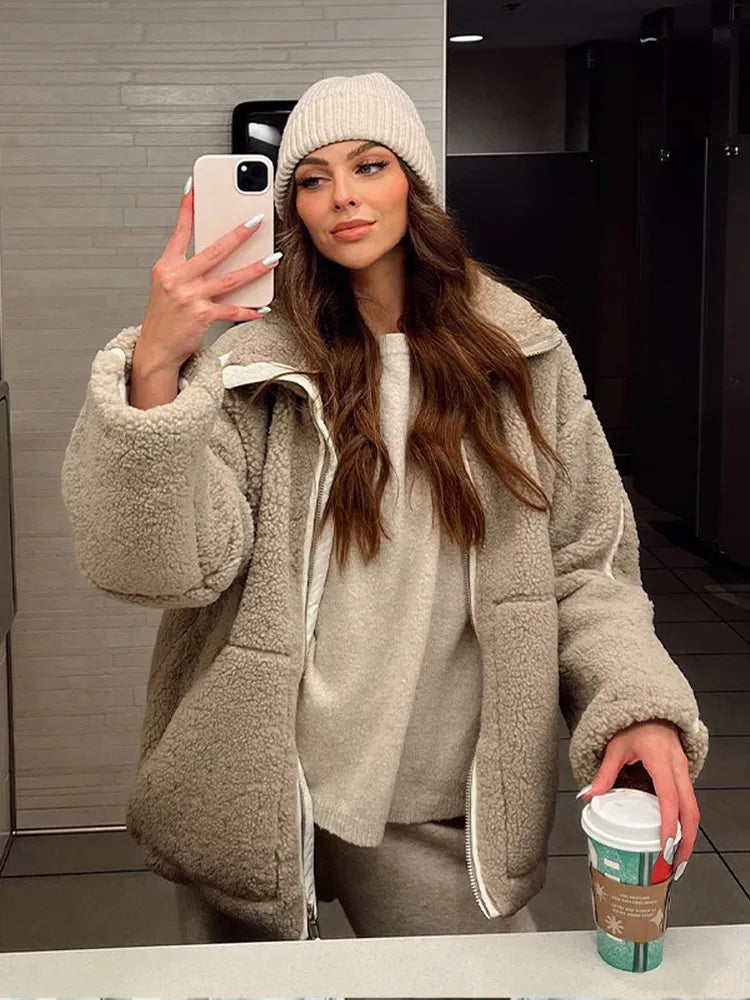 Veste en peluche pour femme