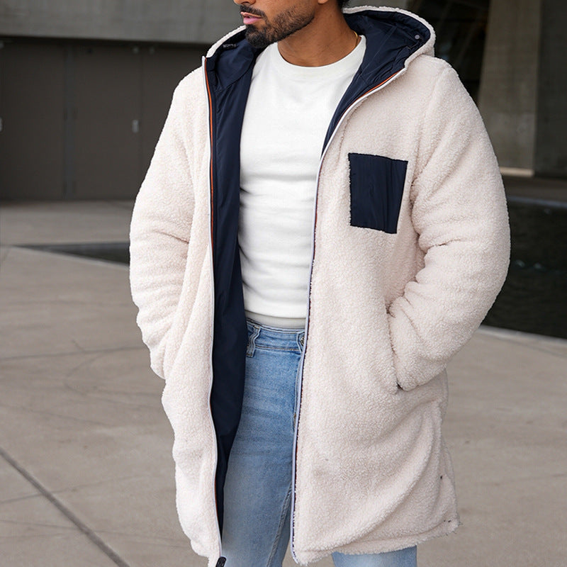 Manteau Réversible à Capuche Coupe Slim Homme