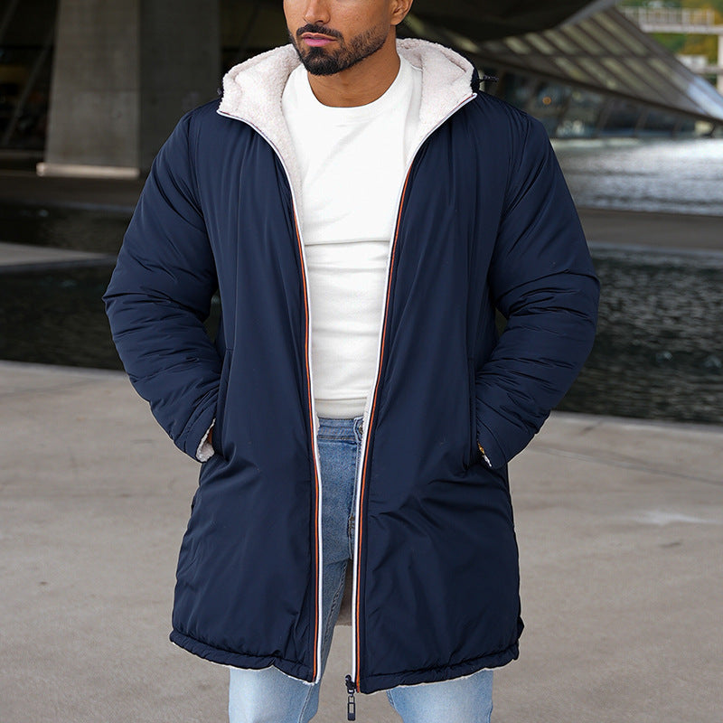 Manteau Réversible à Capuche Coupe Slim Homme