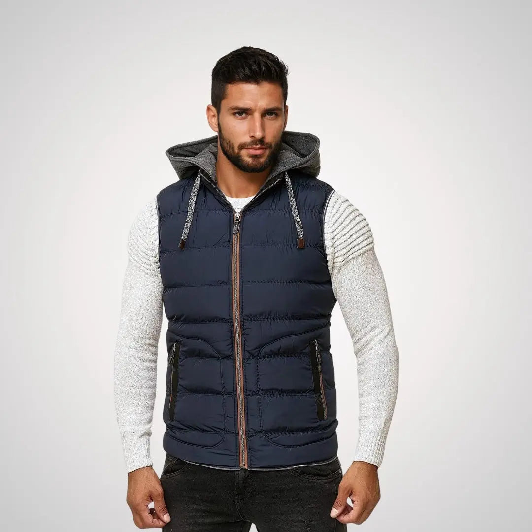 Padded shell gilet with hood regular fit men outdoor wear