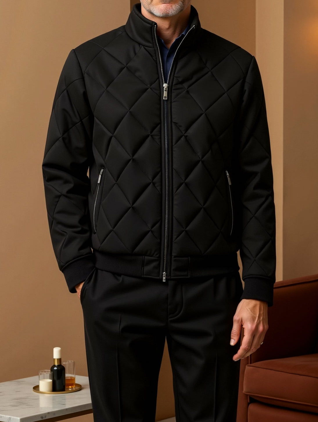 Veste Mélange Matériaux Classique Homme