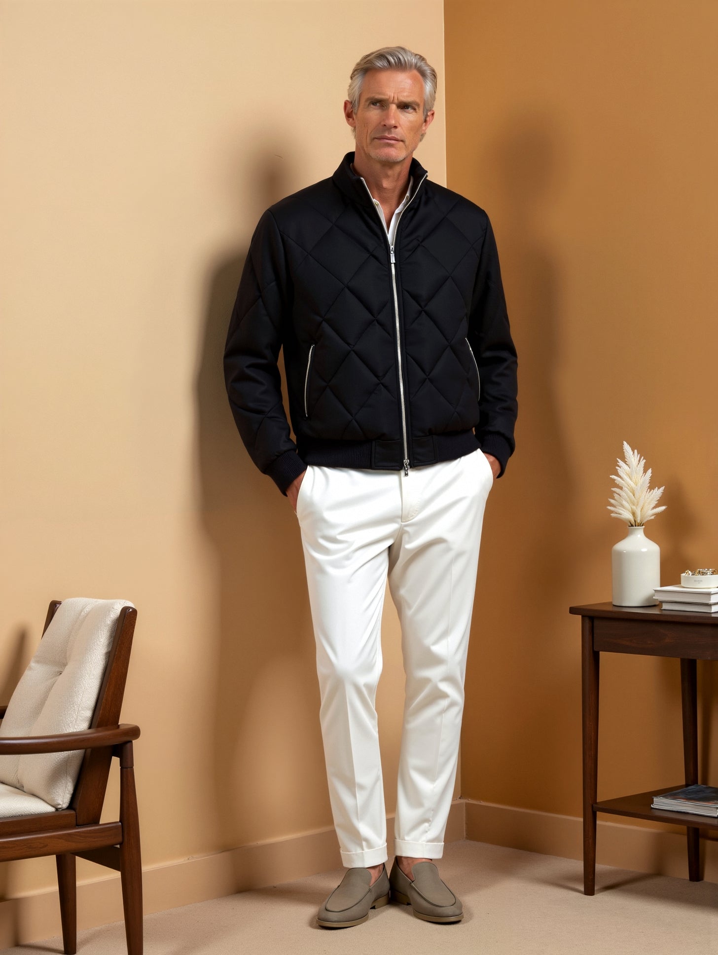 Veste Mélange Matériaux Classique Homme