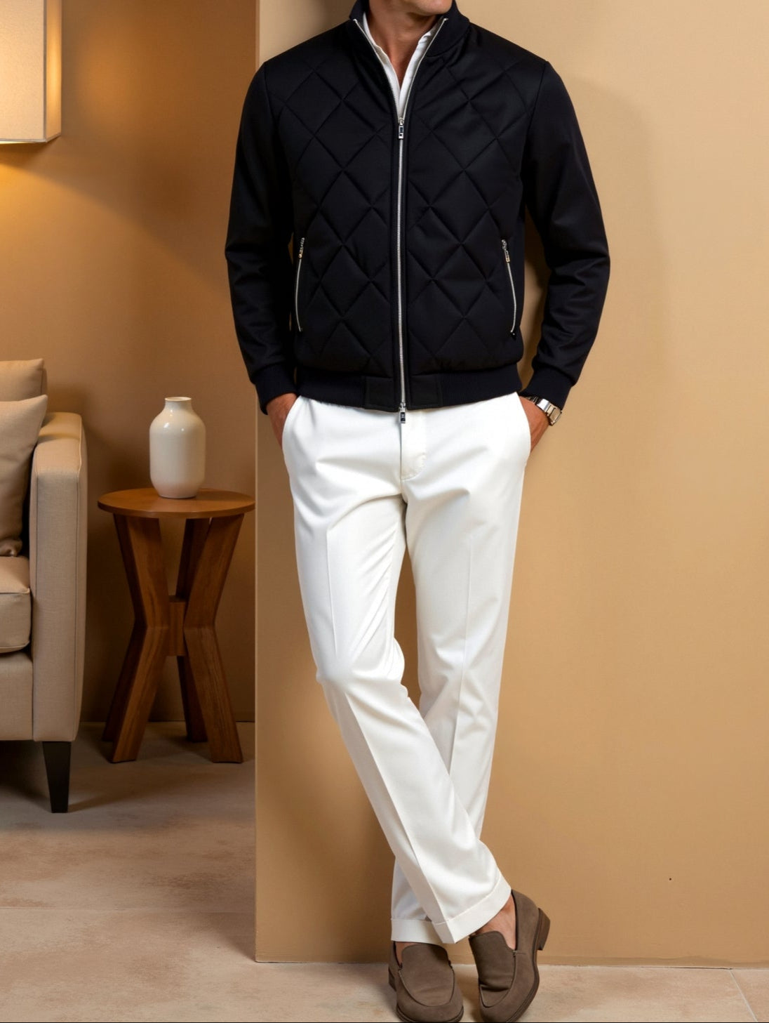 Veste Mélange Matériaux Classique Homme