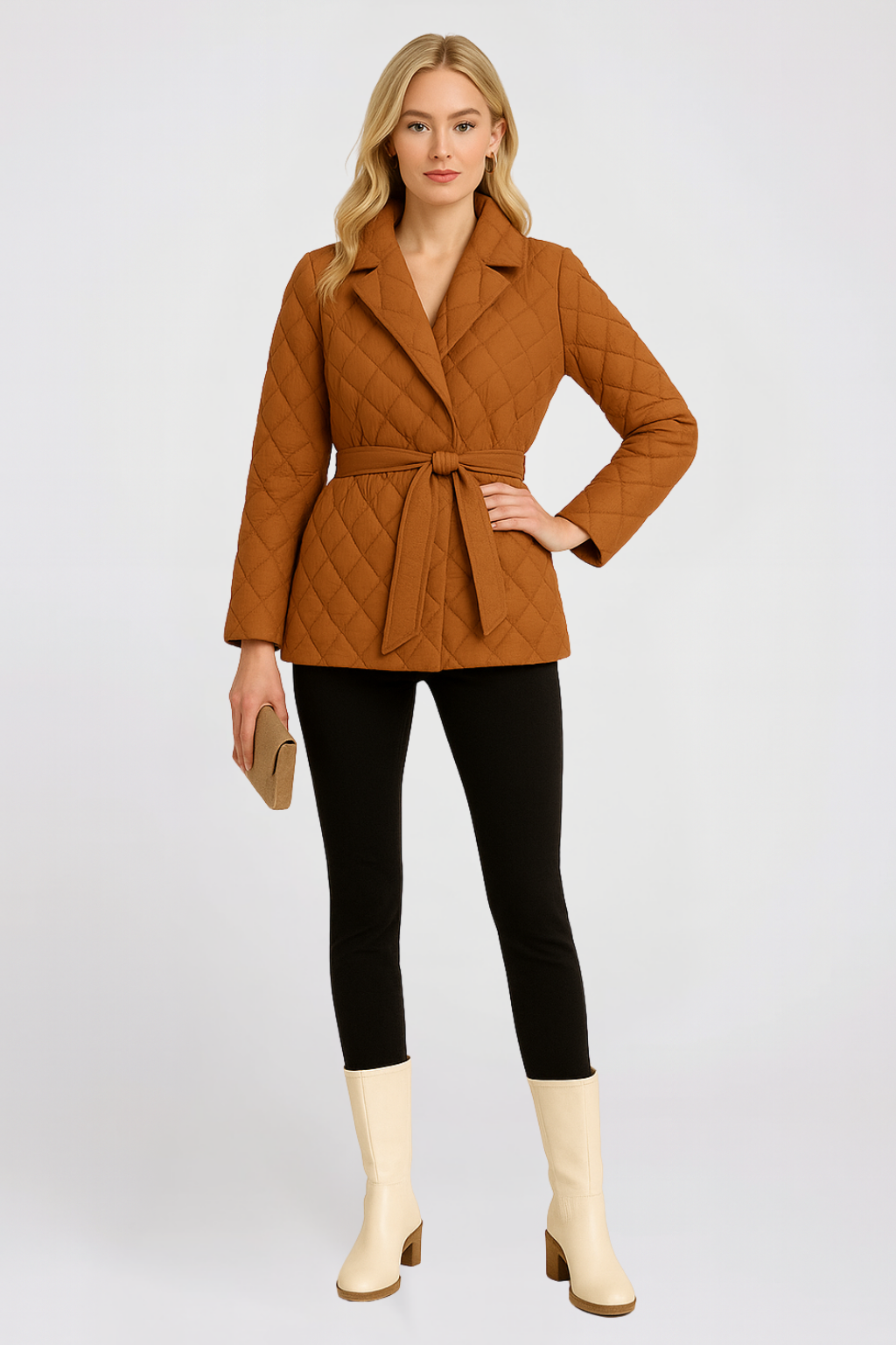 Veste Matelassée à Ceinture Femme