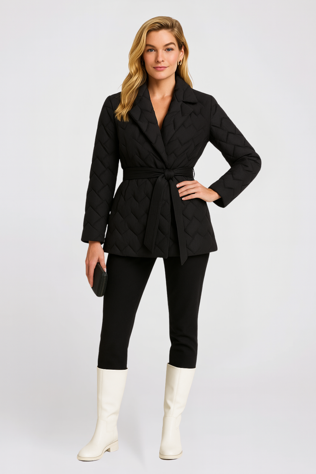 Veste Matelassée à Ceinture Femme