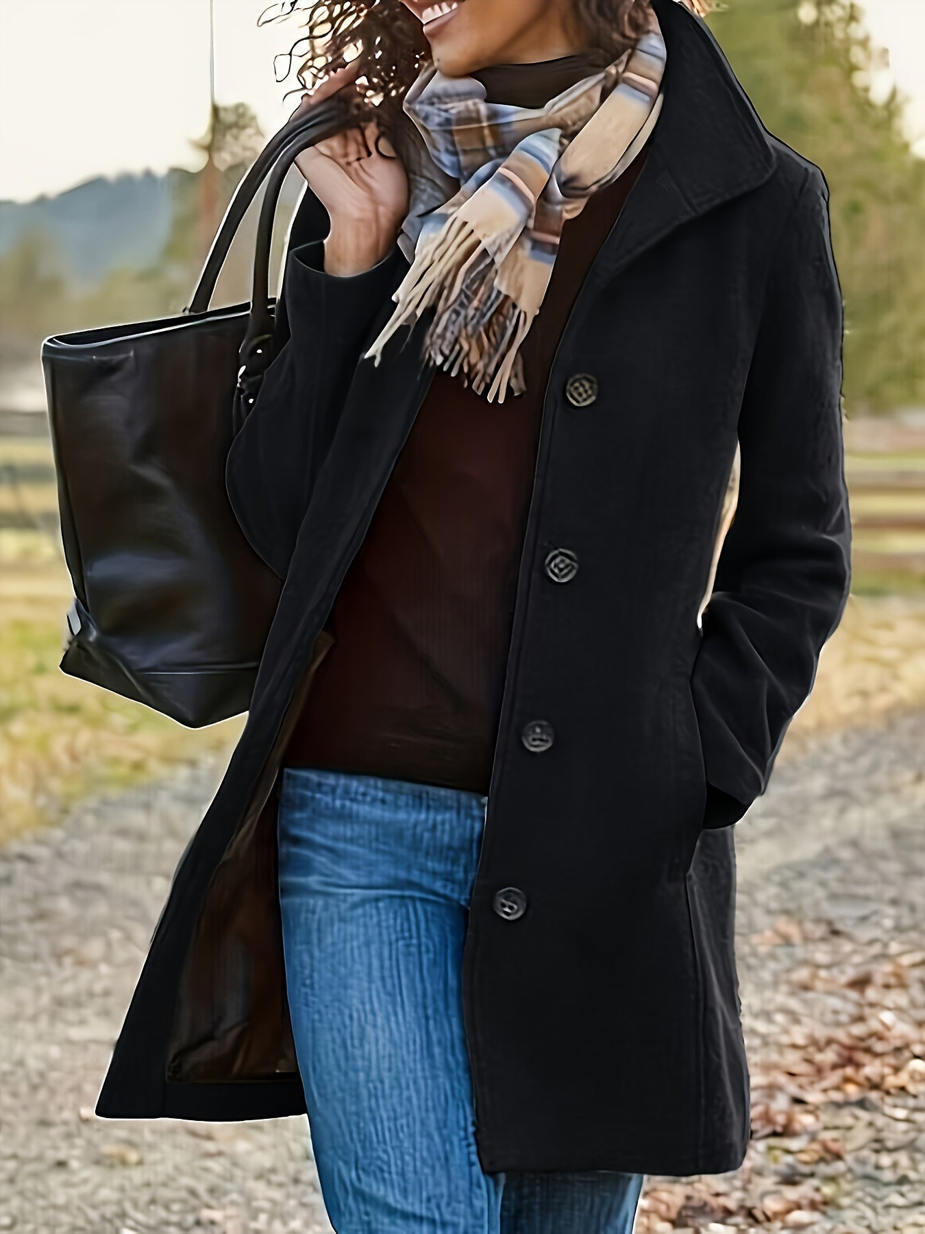 Manteau long à boutons pour femmes
