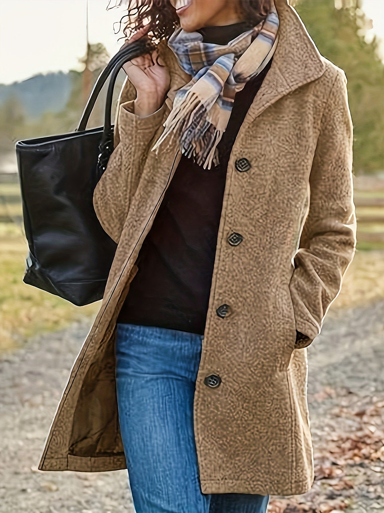 Manteau long à boutons pour femmes