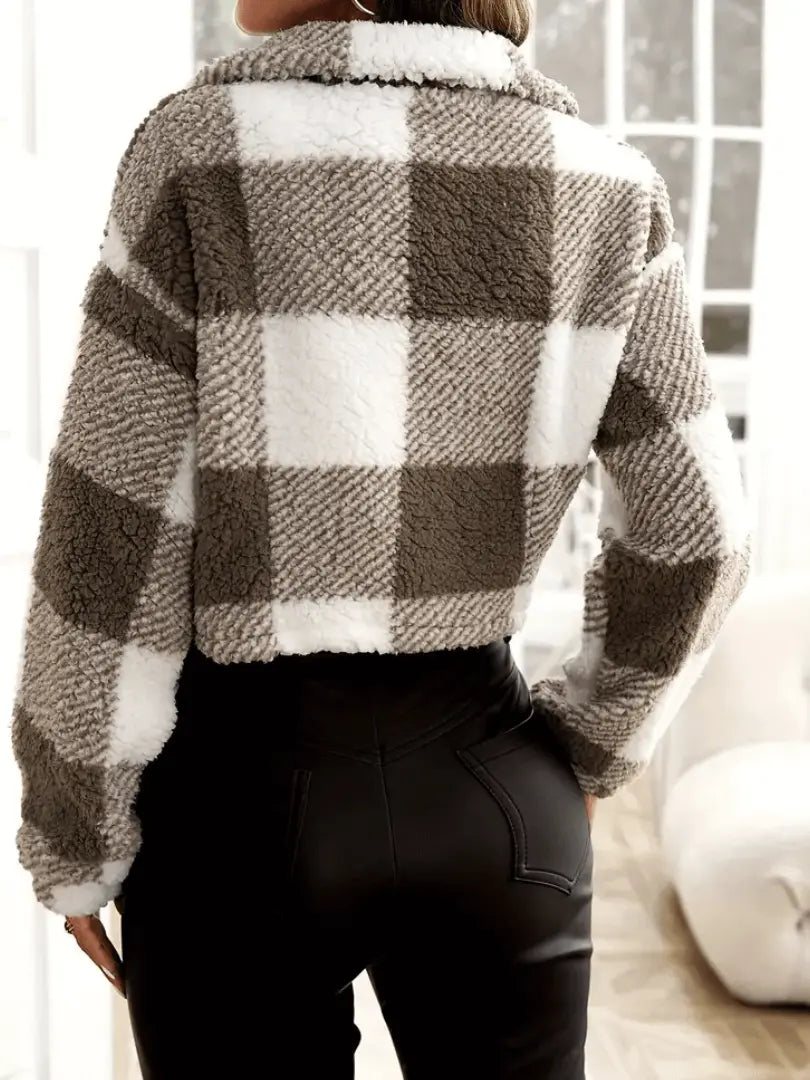 structured fleece outerwear with turn down collar shown in product shot