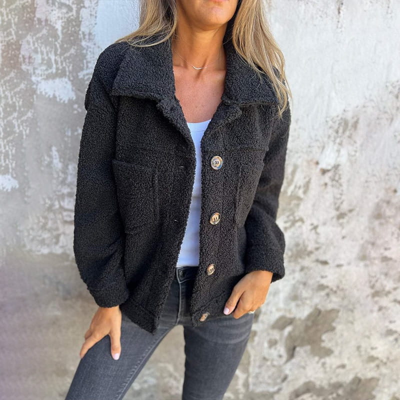 Veste boutonnée en sherpa femme