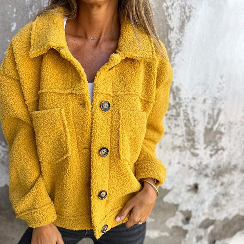 Veste boutonnée en sherpa femme