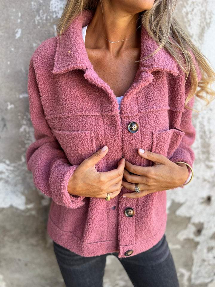Veste boutonnée en sherpa femme
